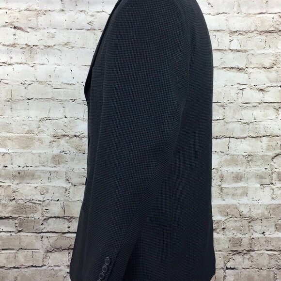 Haggar Sports Coat Mens 40 Short Houndstooth Wool Blend Single Breast Blue - Picture 4 of 9